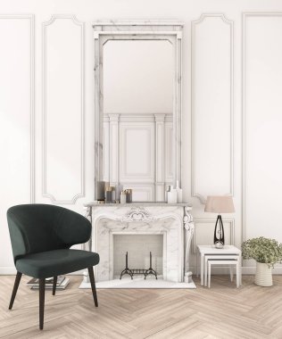 Oda Makyaj 3D işleme beyaz klasik duvar