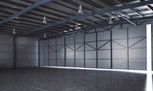 3d rendering beautiful empty metal storage warehouse — Stock Photo, Image