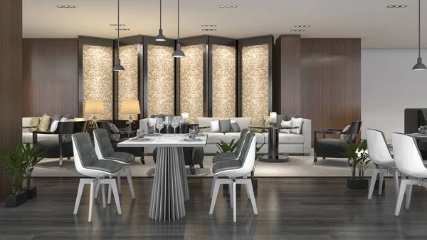 3D rendering lyx hotell reception och lounge-restaurang — Stockfoto
