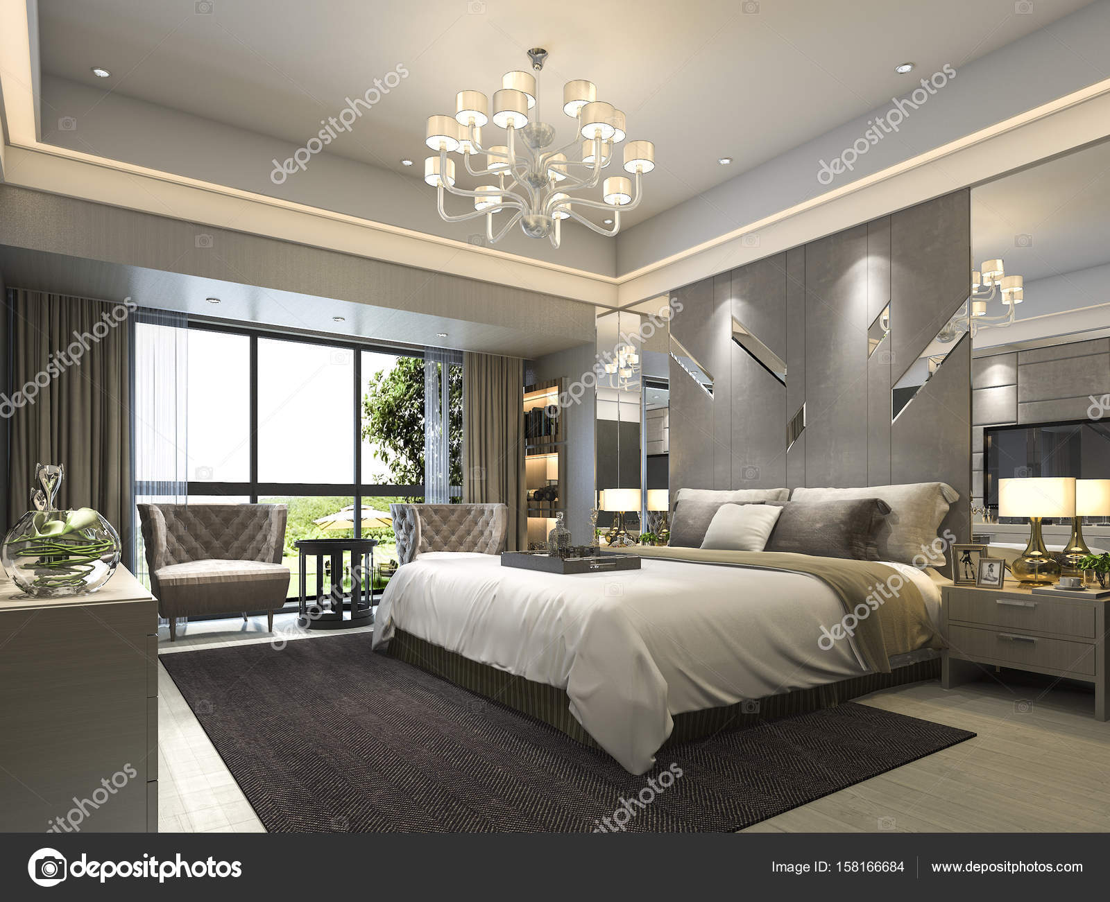 3D rendering luxe moderne slaapkamer suite in hotel — Stockfoto ... 3D rendering luxe moderne slaapkamer suite in hotel — Stockfoto ...