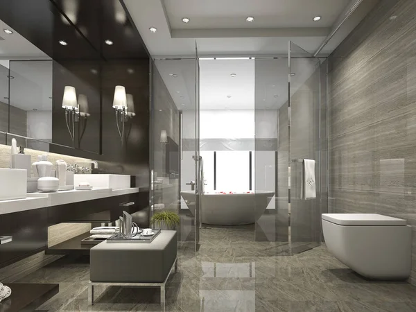 3d rendering modern and luxury bathroom and toilet — Stock Photo, Image