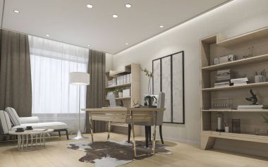 3D işleme modern lüks çalışma odası 