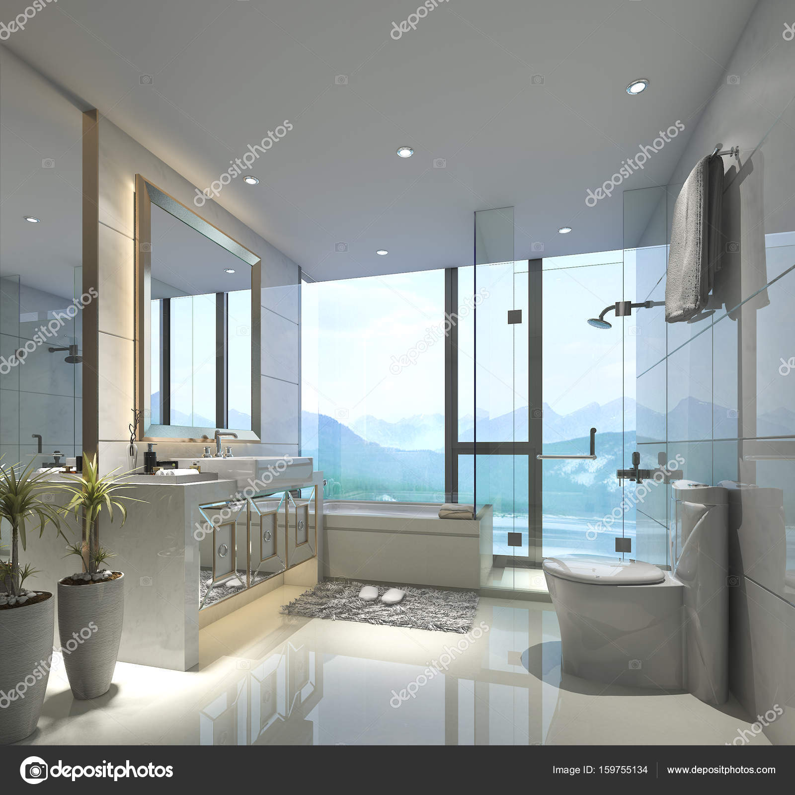 3d rendering moderna klassiska badrum med lyxiga kakel inredning ...