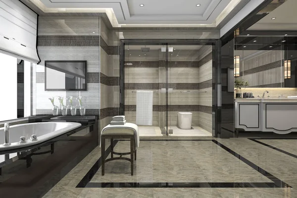 Moderna loft badrum med lyxiga kakel inredning — Stockfoto