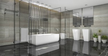 lüks 3D işleme modern loft banyo dekor çini