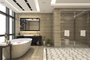 lüks 3D işleme modern loft banyo dekor çini