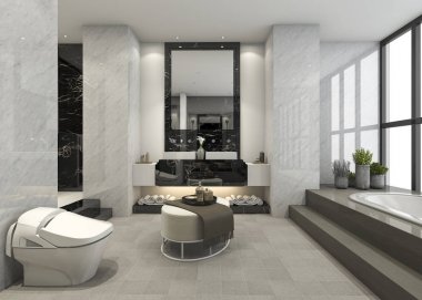 lüks 3D işleme modern loft banyo dekor çini