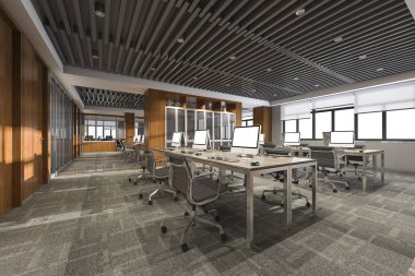 3d render iş toplantı salonu ofis binası üzerinde