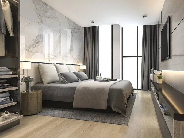3d renderização de luxo e moderna sala de estar com bom sofá de couro design — Fotografia de Stock
