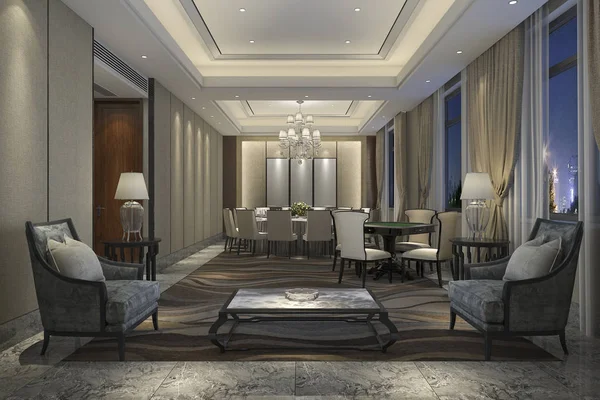 3d renderização salão de lazer e lobby hotel para reunião — Fotografia de Stock