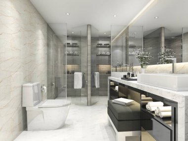 3D işleme modern klasik banyo lüks ile çini dekoru