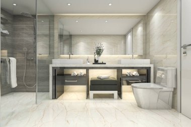 3D işleme modern klasik banyo lüks ile çini dekoru