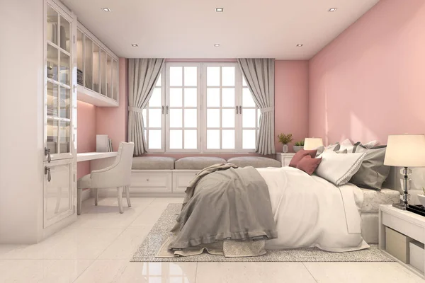 Rendering Όμορφη Ροζ Vintage Παιδί Υπνοδωμάτιο — Φωτογραφία Αρχείου