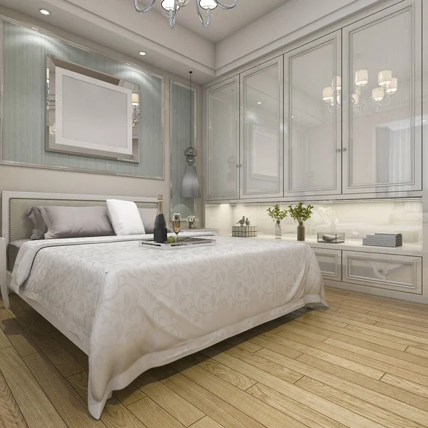 Rendering Modern Luxury Classic Bedroom Vintage Built — Stock Photo, Image