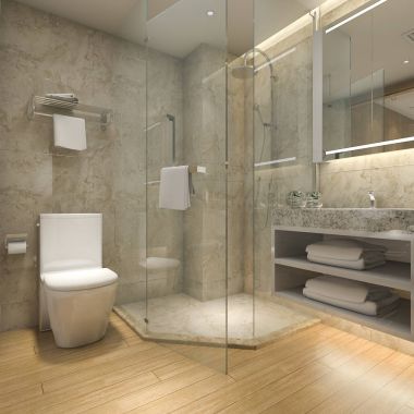 3D işleme modern lüks ahşap banyo Suit otel