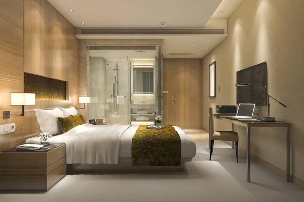 Візуалізація Сучасного Люксового Спальні Ванної Кімнати — стокове фото