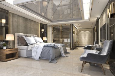 3D güzel Lüks Suit Otel tv ile oluşturma
