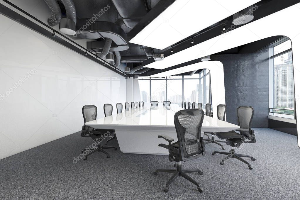 3d rendering business meeting room on high rise office building