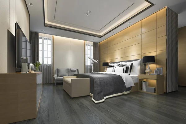 Rendering Luxus Moderne Schlafzimmer Suite Hotel — Stockfoto