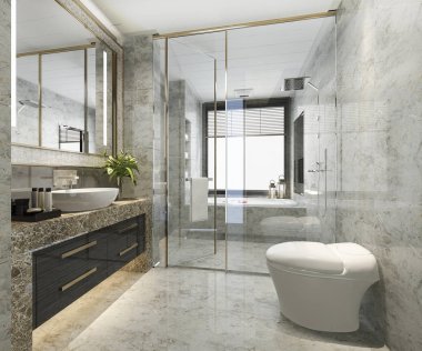 Lüks fayanslı klasik modern banyo.