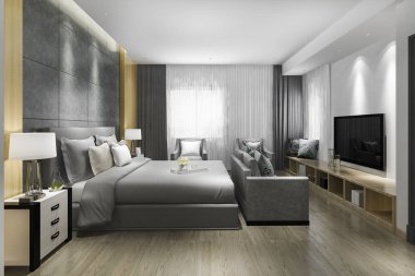3D güzel Lüks Suit Otel tv ile oluşturma