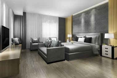 3D güzel Lüks Suit Otel tv ile oluşturma