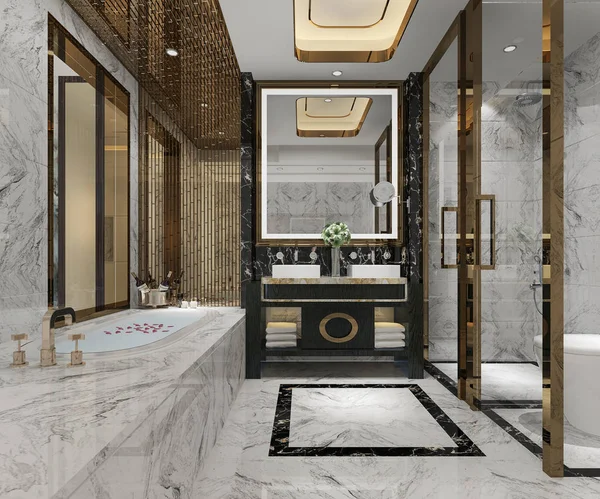 Rendering Luxury Modern Design Bathroom Toilet — Stock Photo, Image