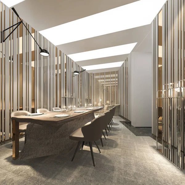 Renderização Moderna Luxuosa Sala Jantar Com Espelho Ouro — Fotografia de Stock