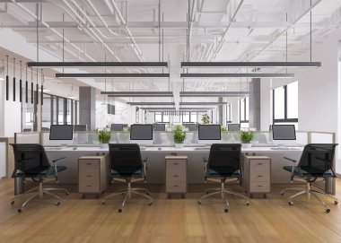 3D iş görüşmesi ve ofis binasındaki çalışma odası