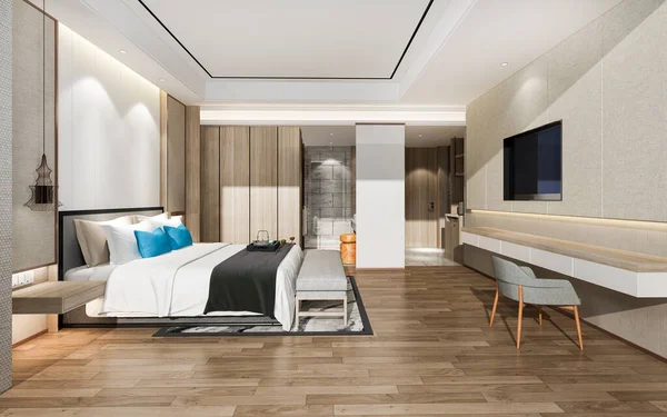 현대식푸른 스위트룸 렌더링 — 스톡 사진