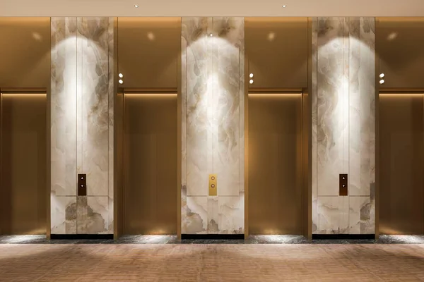 Rendering Modern Steel Elevator Lift Lobby Business Hotel Luxury Design Stock Photo