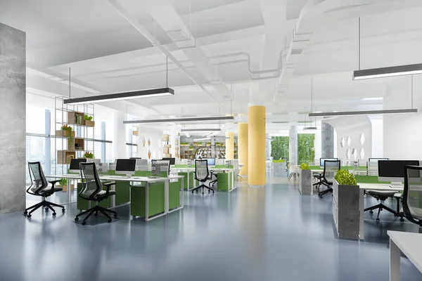 Representación Reunión Negocios Sala Trabajo Edificio Oficinas Con Decoración Verde — Foto de Stock