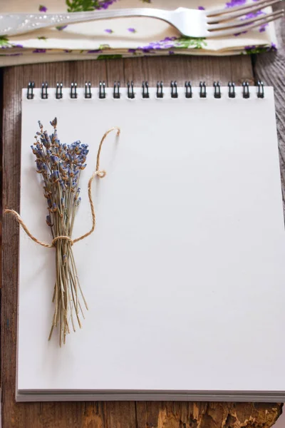 Lavender and notebook, copy space