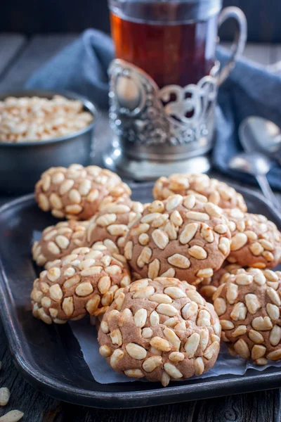 Cocoa-cookies with airy rice, selective focus