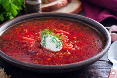 Geleneksel Ukrayna çorba - borsch, yatay