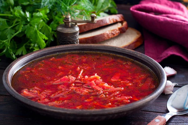 Soupe ukrainienne traditionnelle - borch, horizontale — Photo