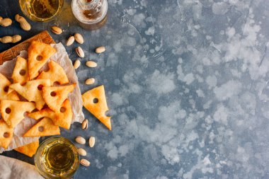 Bisküvi, deli peynir bira, üstten görünüm, kopya alanı