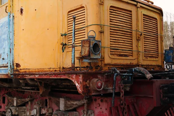 Velho Trem Enferrujado Cores Laranja Vermelho Uma Rua Bangkok Tailândia — Fotografia de Stock