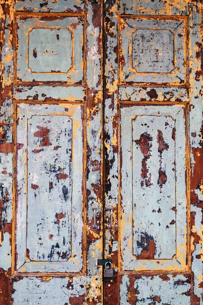 Old Shabby Blue Yellow Wooden Doors Building Bangkok Thailand — Stock Photo, Image
