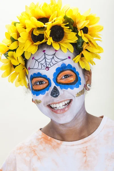 Dia de los Muertos Cadılar Bayramı makyaj kız — Stok fotoğraf