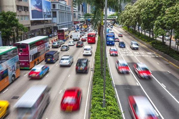 Hong Kong bilar och Taxi trafik — Stockfoto