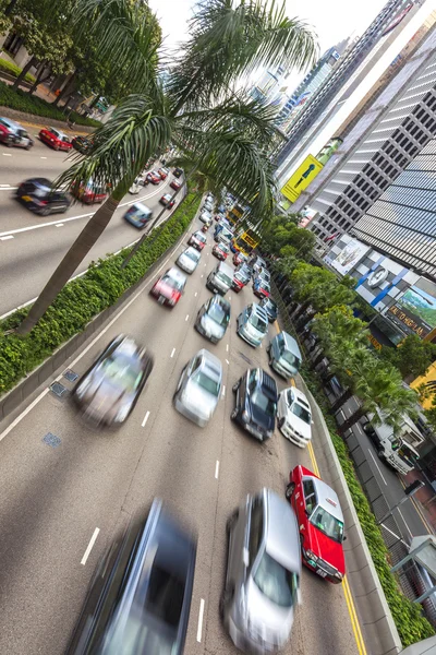 Hong Kong Mobil dan Taksi Lalu Lintas — Stok Foto