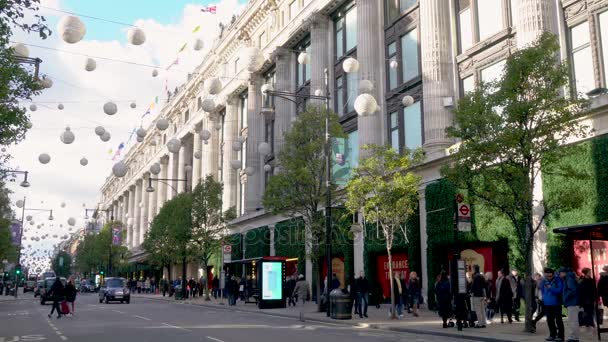 Warenhuis Selfridges Oxford Street Londen Engeland November 2017 Video Van — Stockvideo