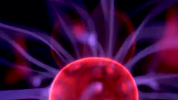 Macro Cerrar Video Clip Lámpara Bola Plasma Esfera Tesla — Vídeos de Stock