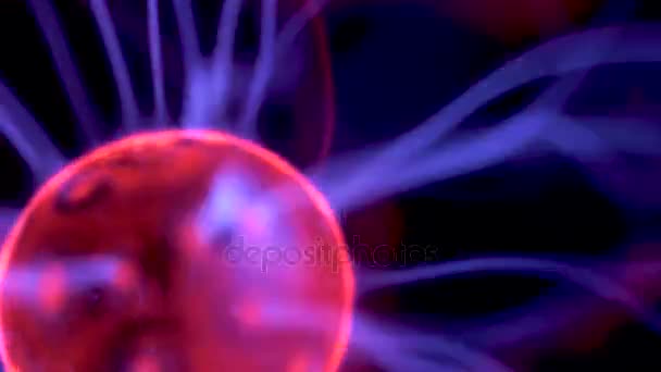 Macro Close Video Clip Plasma Ball Lamp Tesla Sphere — Stock Video