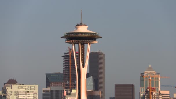 Space Needle Seattle Washington Usa Augustus 2019 Seattle City Skyline — Stockvideo