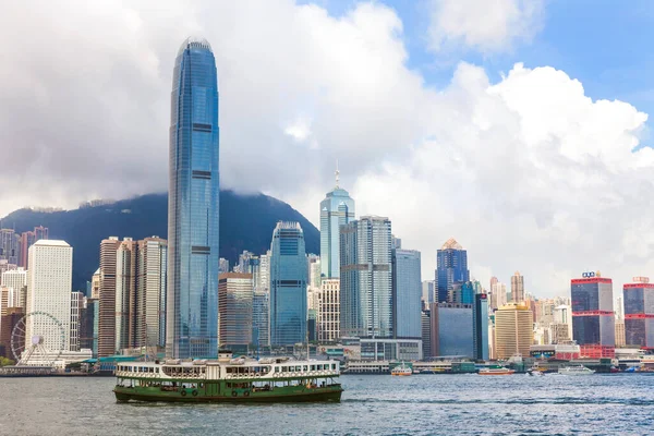 Hong Kong Limanı Skyline Mayıs 2015 Hong Kong Limanı Geçen — Stok fotoğraf