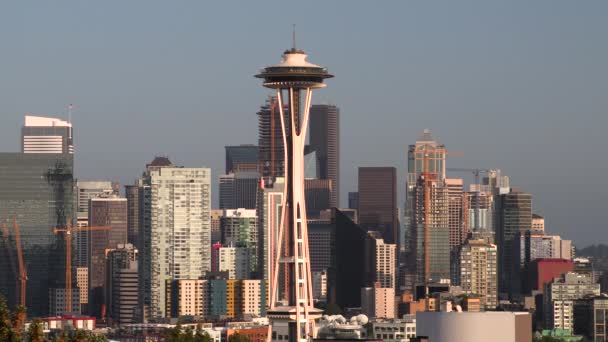 Space Needle Seattle Washington Usa August 2019 Seattle City Skyline — Αρχείο Βίντεο