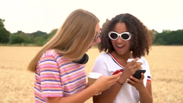 Zpomalení Sledování Pohybu Videoklip Hezké Blondýny Smíšené Rasy Teenager Mladé — Stock video