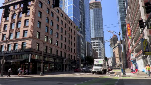 People Traffic Seattle Washington Usa Juli 2019 Tijd Verstrijkt Van — Stockvideo